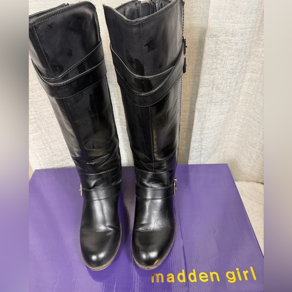 Madden Girl “Calinda” Quilted Knee-High Riding Boots – Black, Size 7.5 - Picture 3 of 9